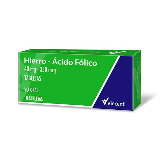 Foto de Hierro-acido folico 40-350 mcg x 10 tab vincenti